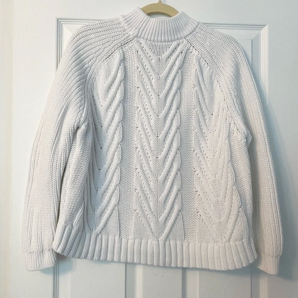 J. Crew White Cowl Neck Cable Knit Sweater - Picture 2 of 4